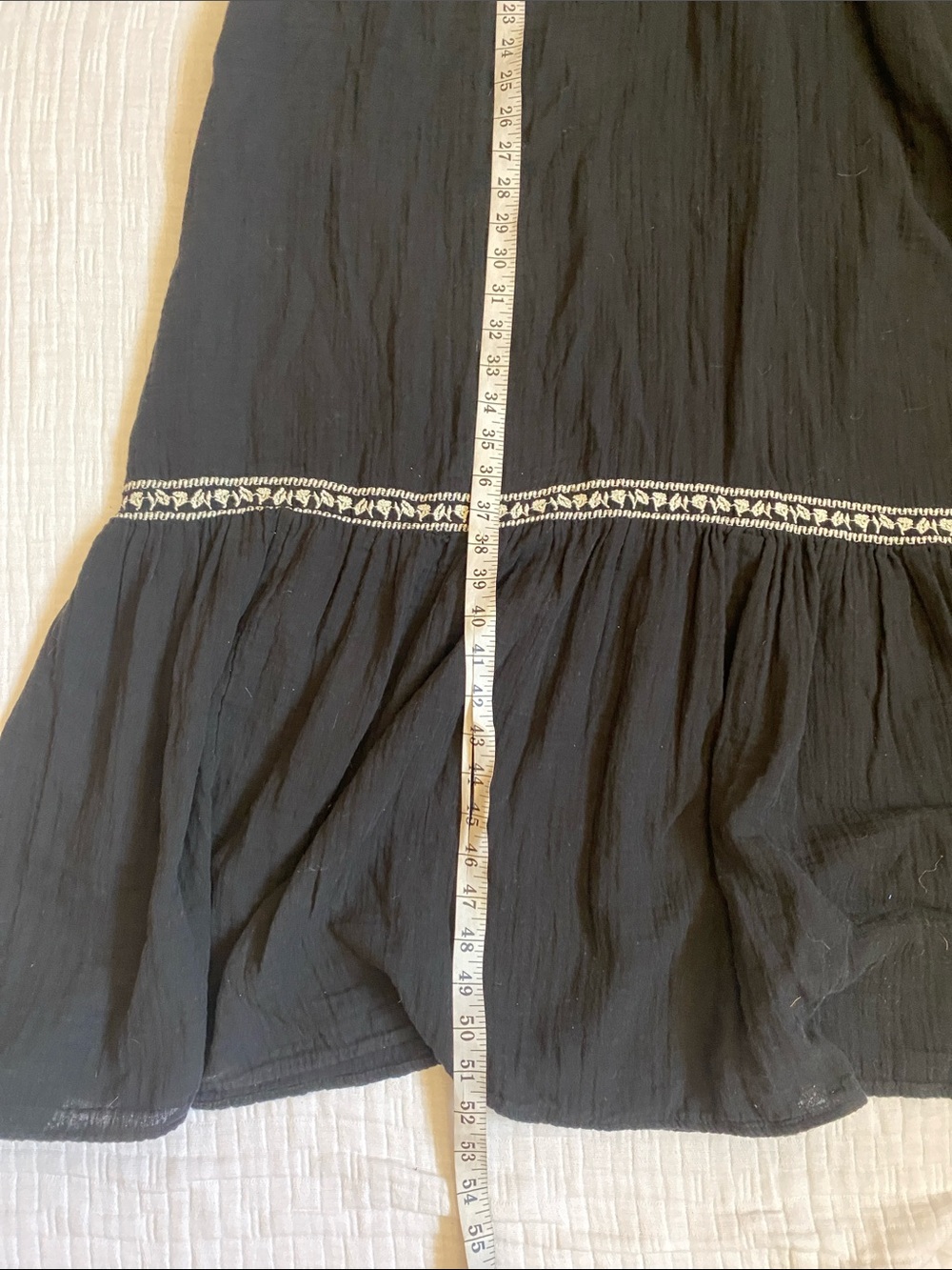 OLD NAVY Black Maxi Dress 100% Cotton with White Embroidery - Picture 7 of 10